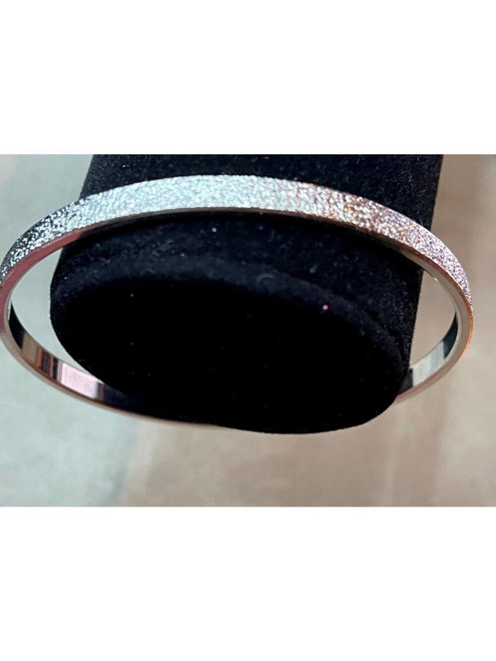 Vintage MONET Silvertone Narrow Frosted Bangle Bracelet